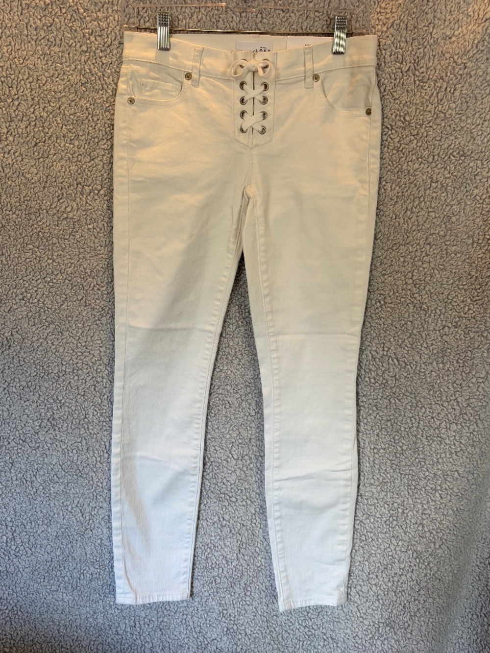 LOFT Modern Skinny Mid-rise Lace-Up Jeans in Bright White - Size 00 (NWT)